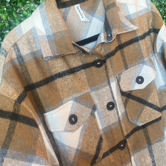Camel tan plaid shacket - new with tags!! - Picture 4 of 4